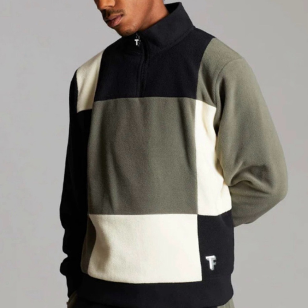 Teddy Fresh Unisex Polar Color Block 1/4 Zip Fleece Pullover Sweatshirt